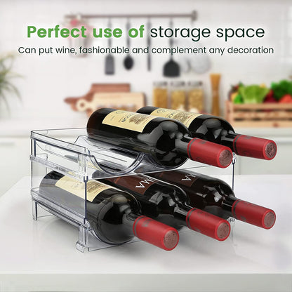 Elevate Your Organization with Our Stackable Water Bottle Storage Rack - 2 Pack Clear Acrylic Solution for Cabinets and Refrigerators