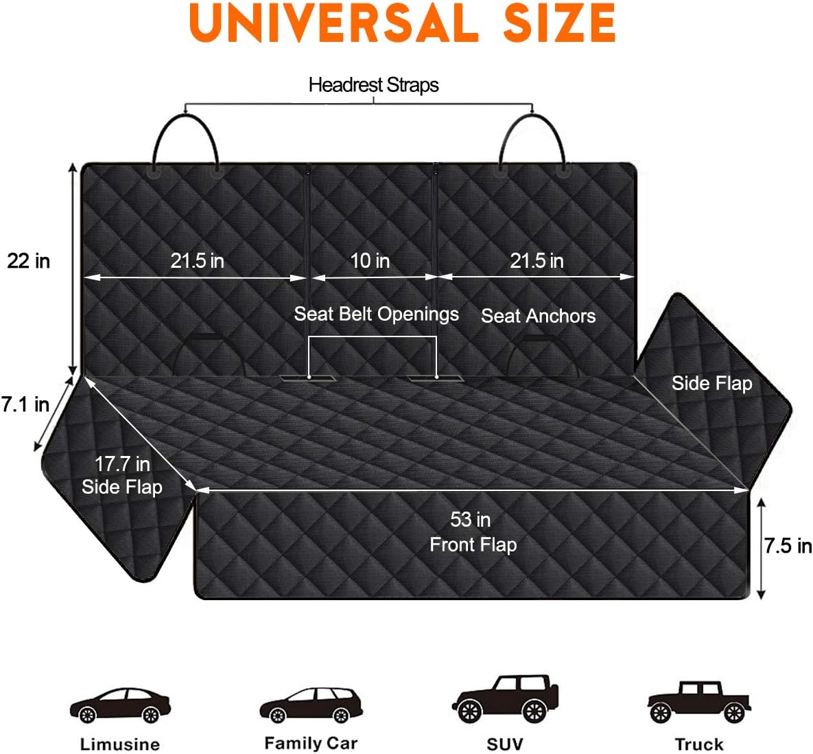 Premium Waterproof Dog Car Seat Cover - Ultimate Back Seat Protector for Pets & Kids - Non-Slip Design Fits Most Cars, SUVs, and Trucks - Black