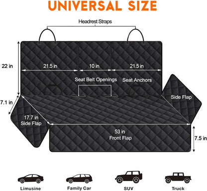 Premium Waterproof Dog Car Seat Cover - Ultimate Back Seat Protector for Pets & Kids - Non-Slip Design Fits Most Cars, SUVs, and Trucks - Black