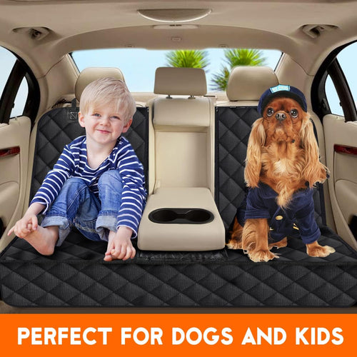 Premium Waterproof Dog Car Seat Cover - Ultimate Back Seat Protector for Pets & Kids - Non-Slip Design Fits Most Cars, SUVs, and Trucks - Black