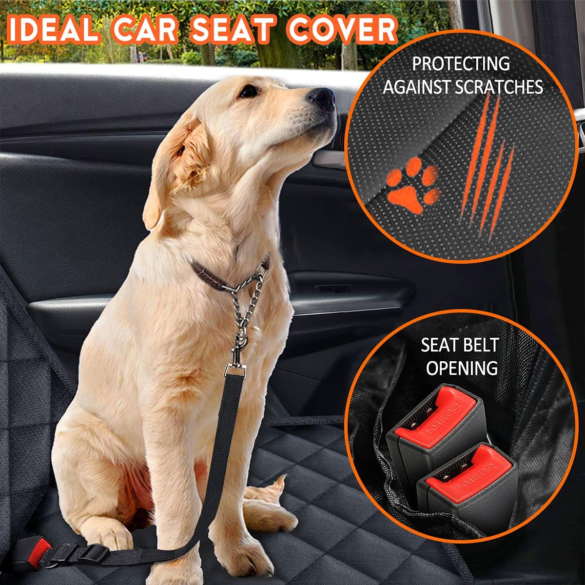 Premium Waterproof Dog Car Seat Cover - Ultimate Back Seat Protector for Pets & Kids - Non-Slip Design Fits Most Cars, SUVs, and Trucks - Black