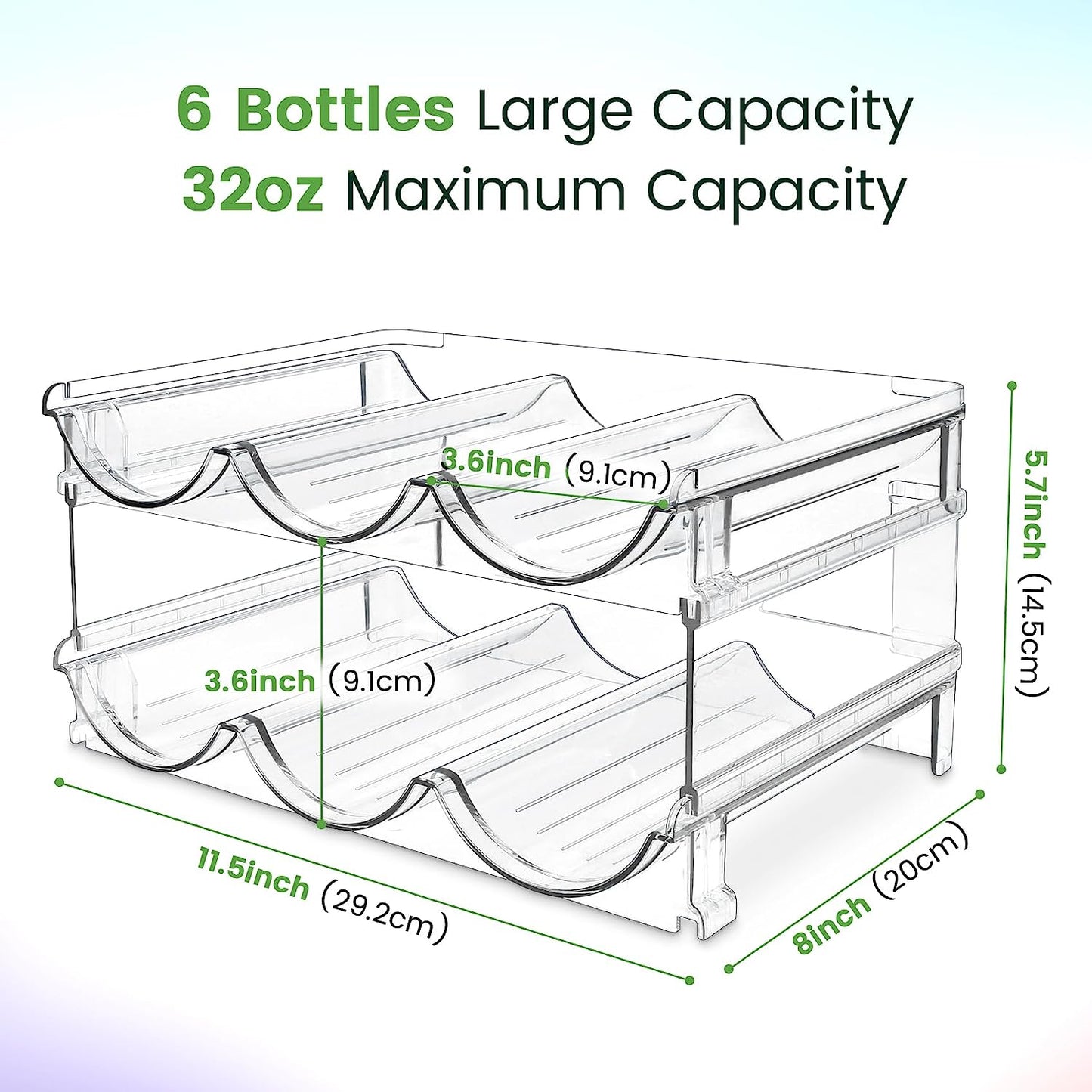 Elevate Your Organization with Our Stackable Water Bottle Storage Rack - 2 Pack Clear Acrylic Solution for Cabinets and Refrigerators