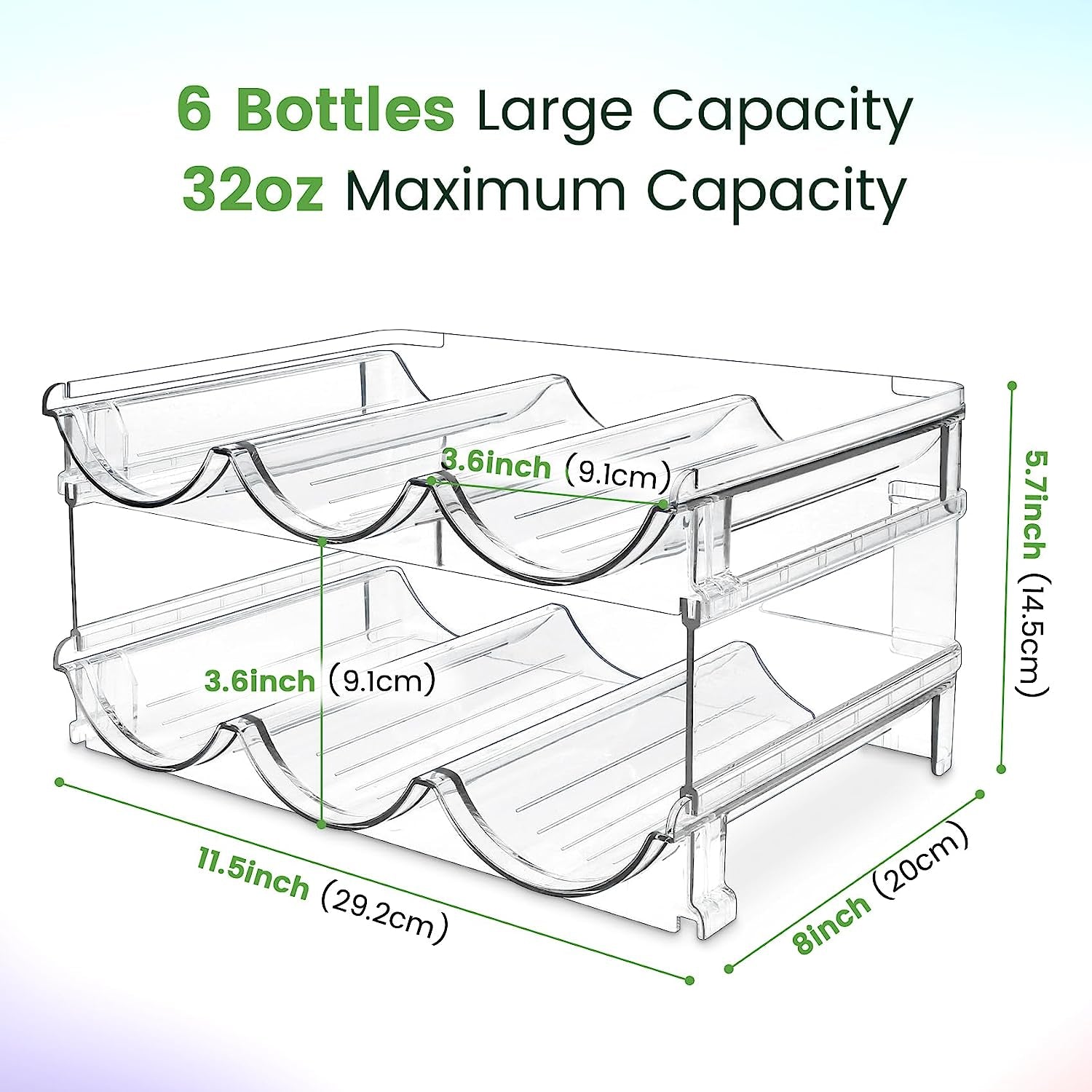 Elevate Your Organization with Our Stackable Water Bottle Storage Rack - 2 Pack Clear Acrylic Solution for Cabinets and Refrigerators