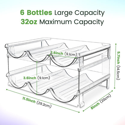 Elevate Your Organization with Our Stackable Water Bottle Storage Rack - 2 Pack Clear Acrylic Solution for Cabinets and Refrigerators