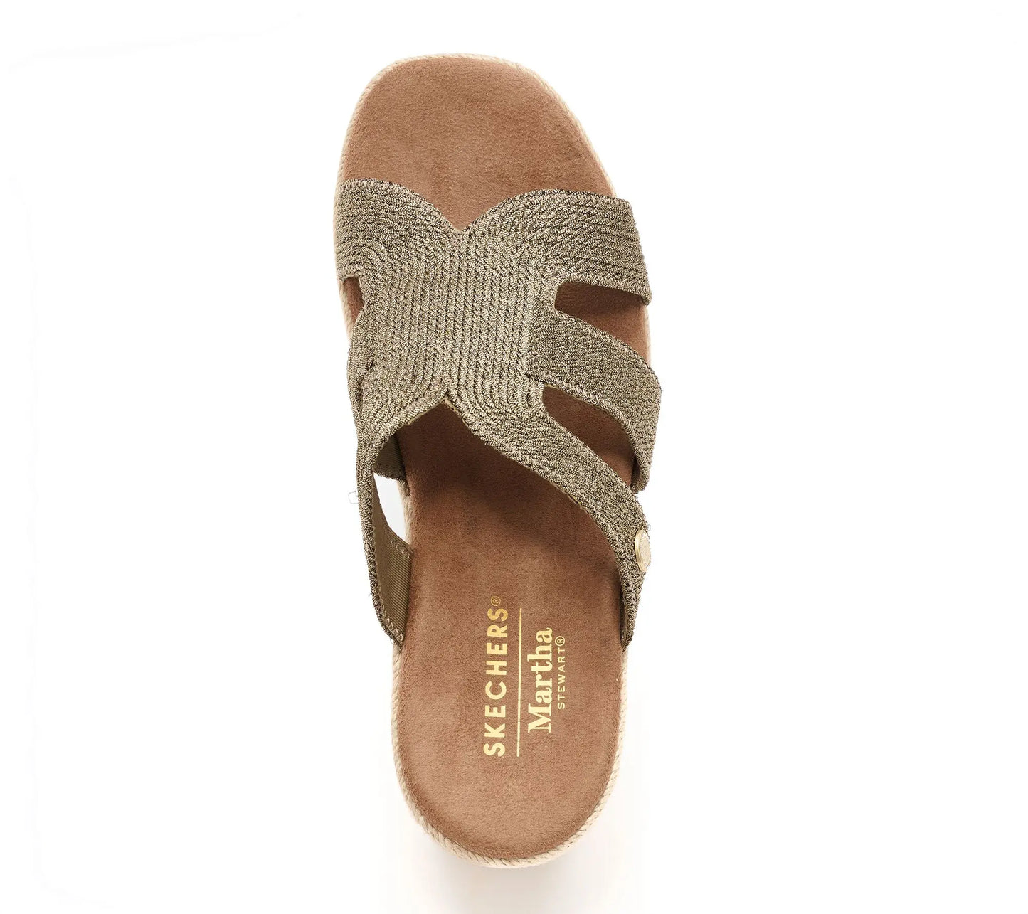 Martha Stewart X Skechers Metallic Jute Slide Wedge Sandals
